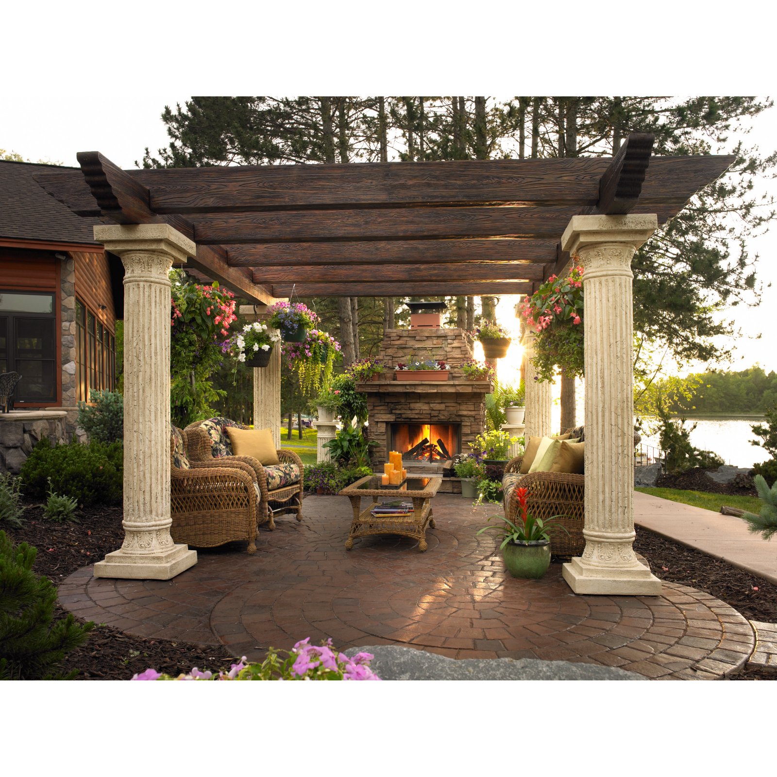 Outdoor Kitchen Designs with Fireplace
